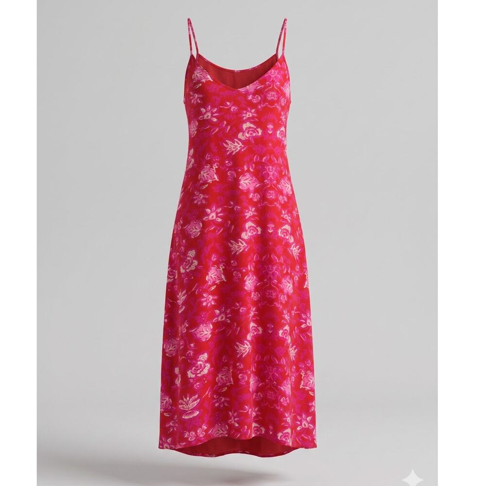 Natural‎ Life Women's S Boho Cottagecore Vacation Tropical V-Neck Midi Sundress